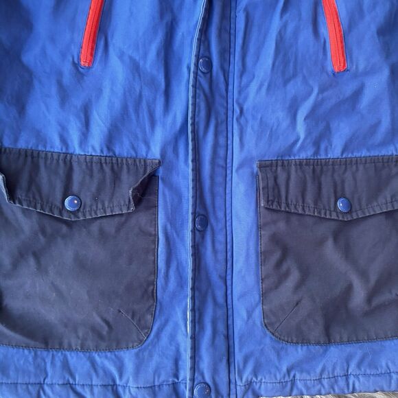 Marc Ecko Cut Sew Jacket Sz L Mens Red Blue Zip Pockets Warm Colorblock Hood - Picture 6 of 10